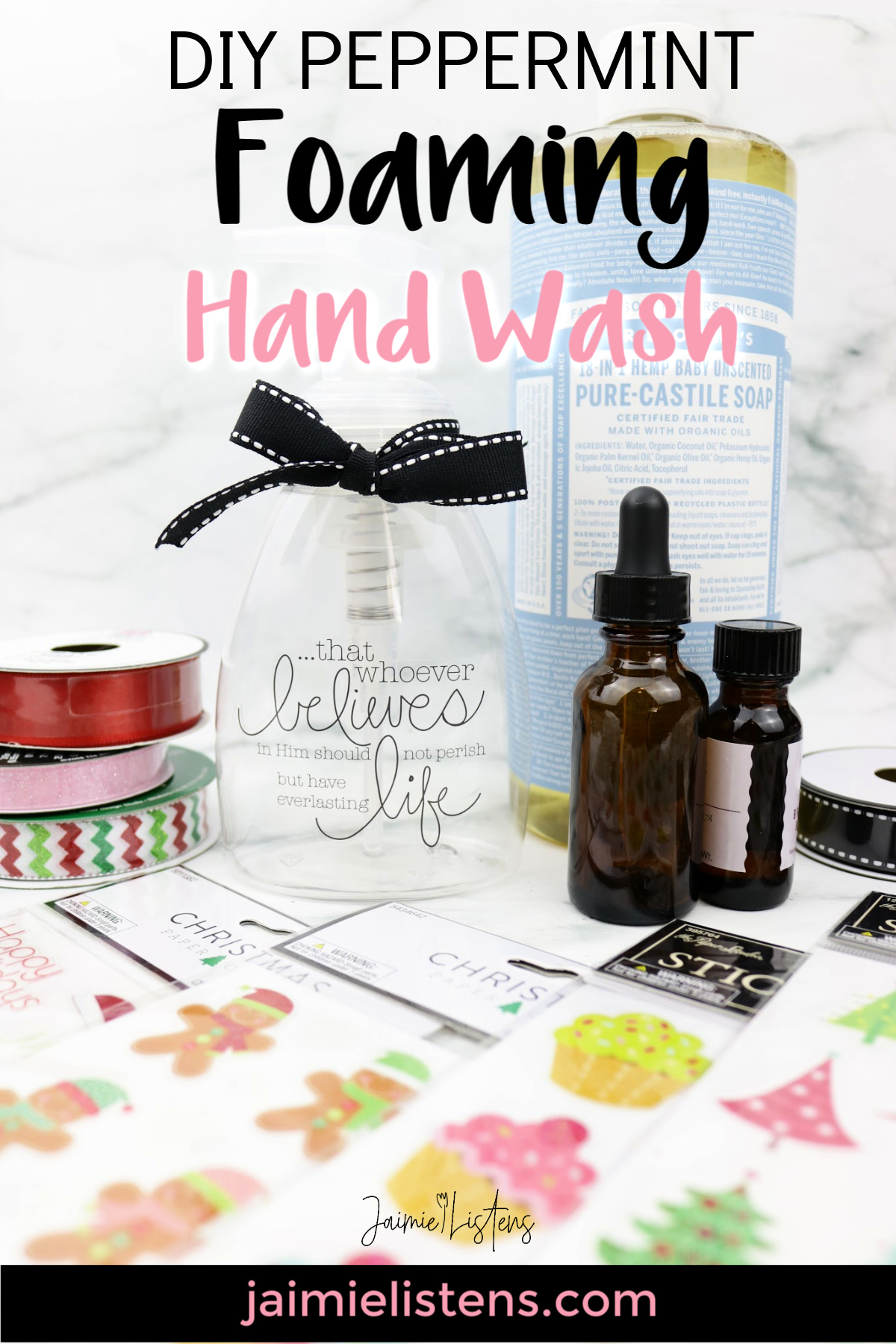 DIY Peppermint Foaming Hand Wash - Jaimie Listens: DIY Peppermint Foaming Hand Wash - Jaimie Listens: Easy, fun and inexpensive giftable craft. Recipe and instructions!
