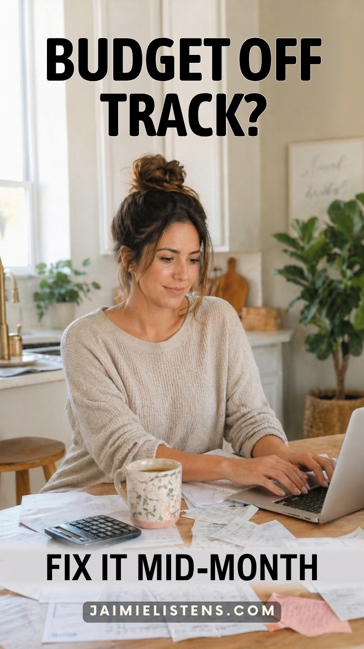 Woman on a laptop confident she's getting her budget back on track.