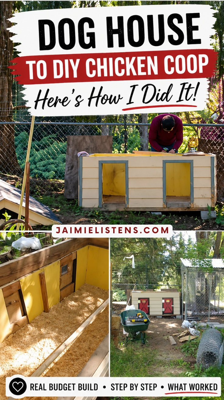 DIY chicken coop conversion process from a dog house.