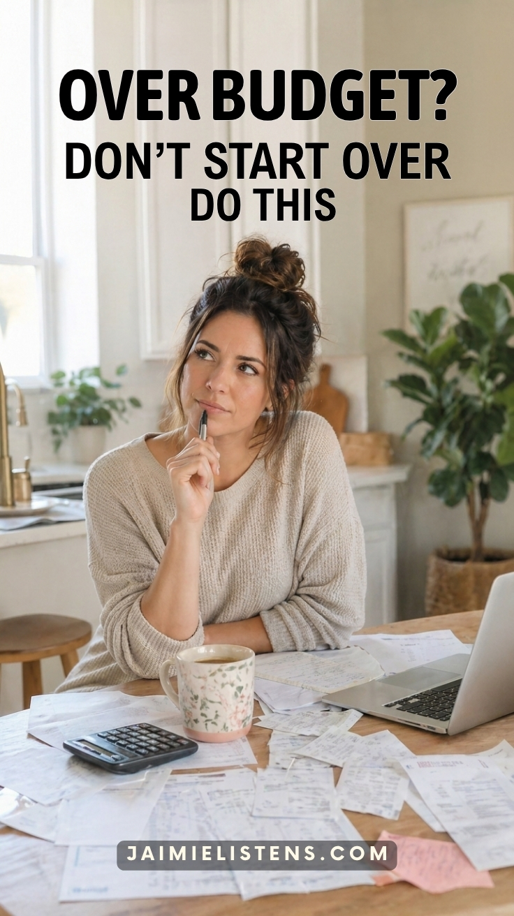 Woman contemplating how to re-direct her budget mid-month.