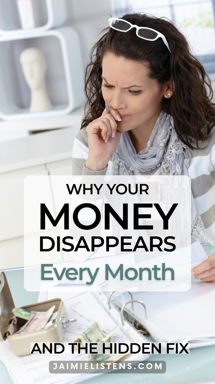 Woman looking at a simple budget worksheet trying to figure out her finances.