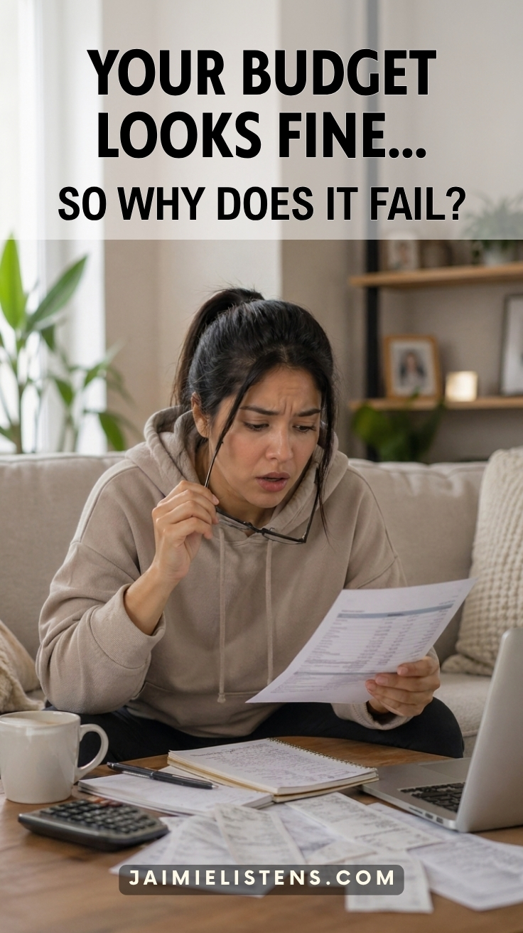 Woman reviewing her budget and questioning it.